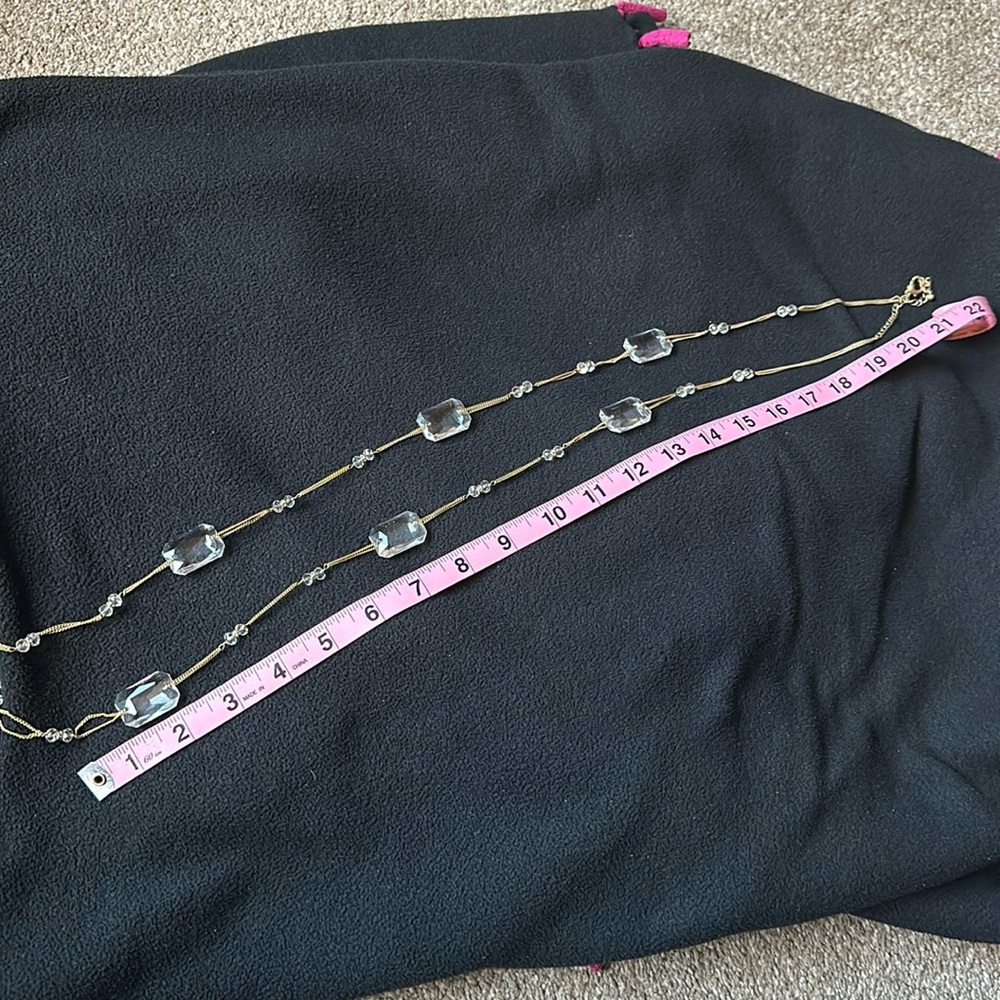 Gold tone and clear bead necklace